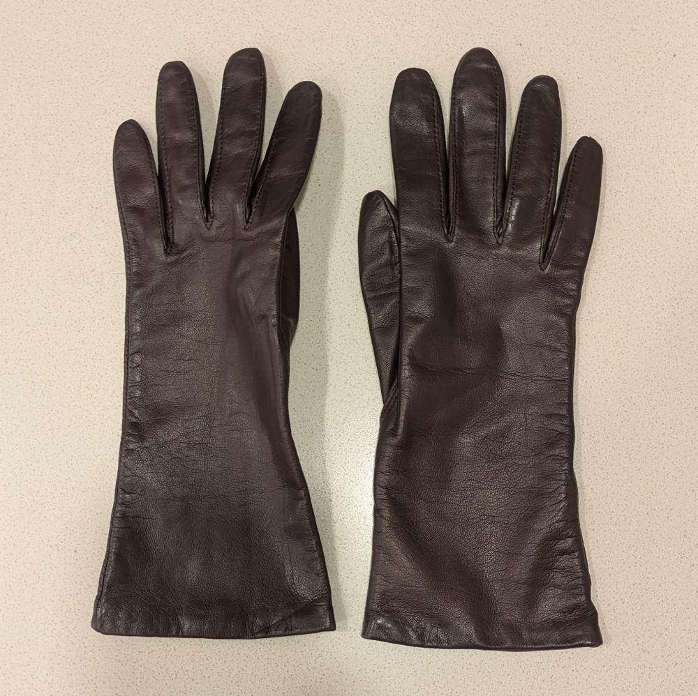 Vintage Brown Leather Gloves - Picture 3 of 7